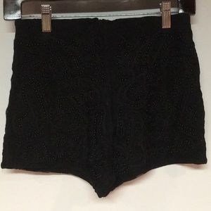 Black lace and beaded stretchy shorts
